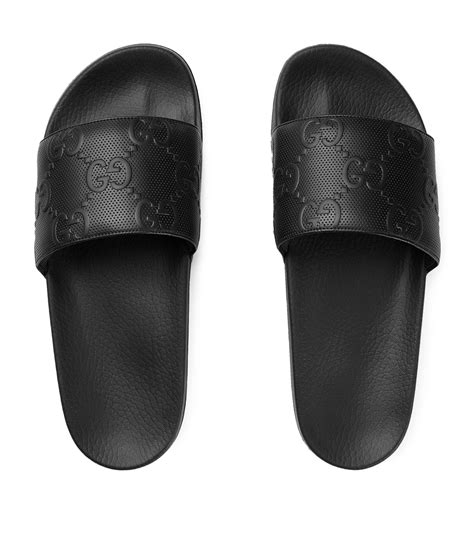 gucci black platform slides|gucci black rubber slides.